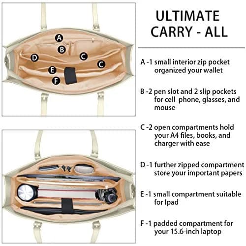 NUBILY Laptop Bag for Women Waterproof Lightweight 15.6 Inch | Professional Office Work Bag thumbnail 4