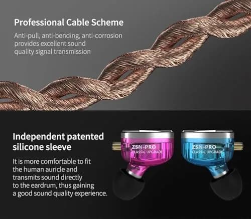 CCA ZSN Pro Dual Drivers 1BA 1DD Wired In-Ear Earphones with Detachable Cable | HiFi Power Bass, 25 ohm thumbnail 6