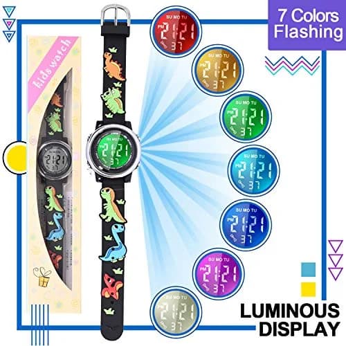 Viposoon Kids Dinosaur Watch Green Silicone Strap | Fun Time-Telling Toy for Boys & Girls Ages 3-11 thumbnail 4