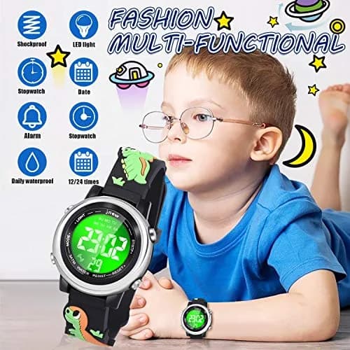 Viposoon Kids Dinosaur Watch Green Silicone Strap | Fun Time-Telling Toy for Boys & Girls Ages 3-11 thumbnail 3