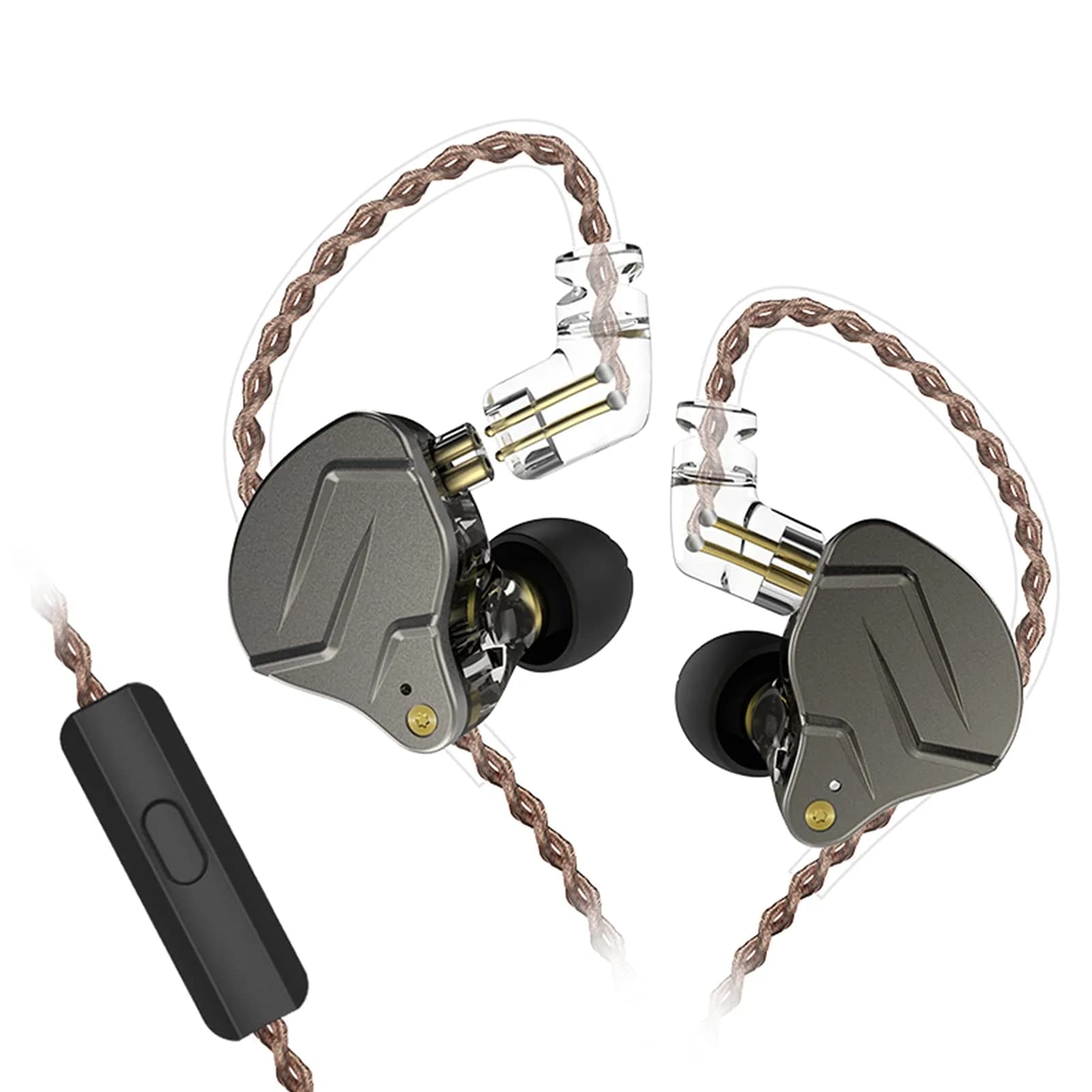 CCA ZSN Pro Hybrid Driver In-Ear Earphones 25 ohm | HiFi Power Bass Wired Headphones — ZSN Pro-gray / With Mic