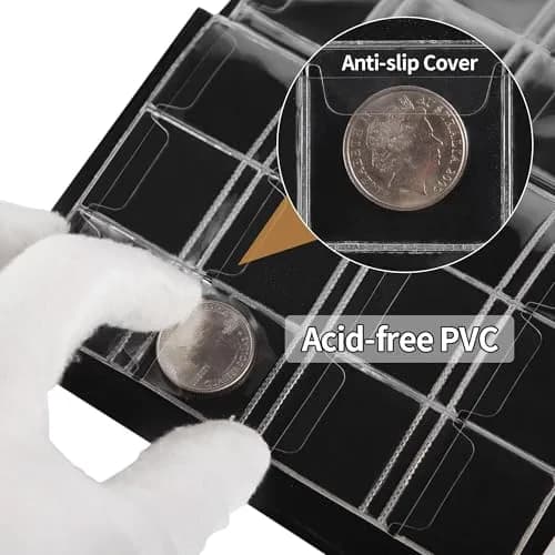 OSOPOLA Coin Storage Album Collection Holder Black | 120 Pockets, PVC & Artificial Leather, 10 Pages thumbnail 4