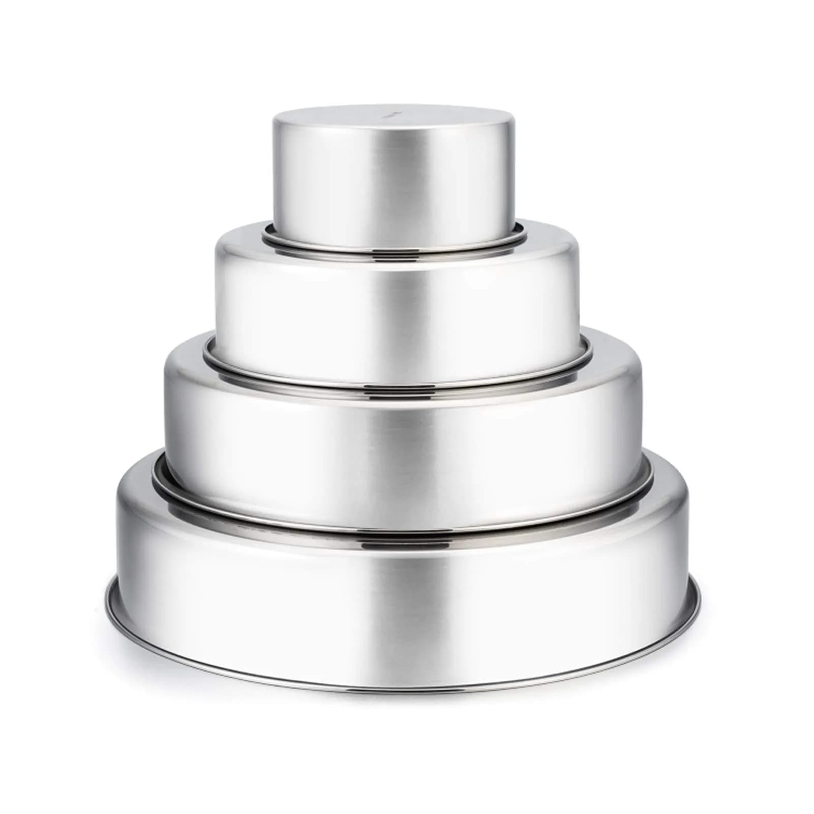 TeamFar Cake Pan Set of 4 - Stainless Steel Round Baking Pans for Layer Cake & Pie, 4'' & 6'' & 8'' & 9½'' | Heavy Duty & Rust Free - main product image