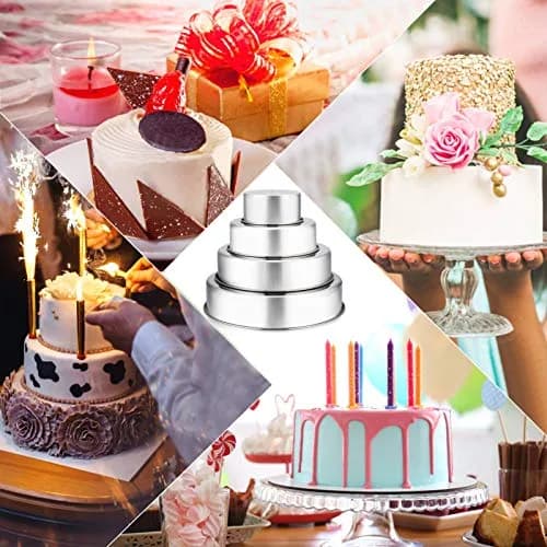TeamFar Cake Pan Set of 4 - Stainless Steel Round Baking Pans for Layer Cake & Pie, 4'' & 6'' & 8'' & 9½'' | Heavy Duty & Rust Free thumbnail 7