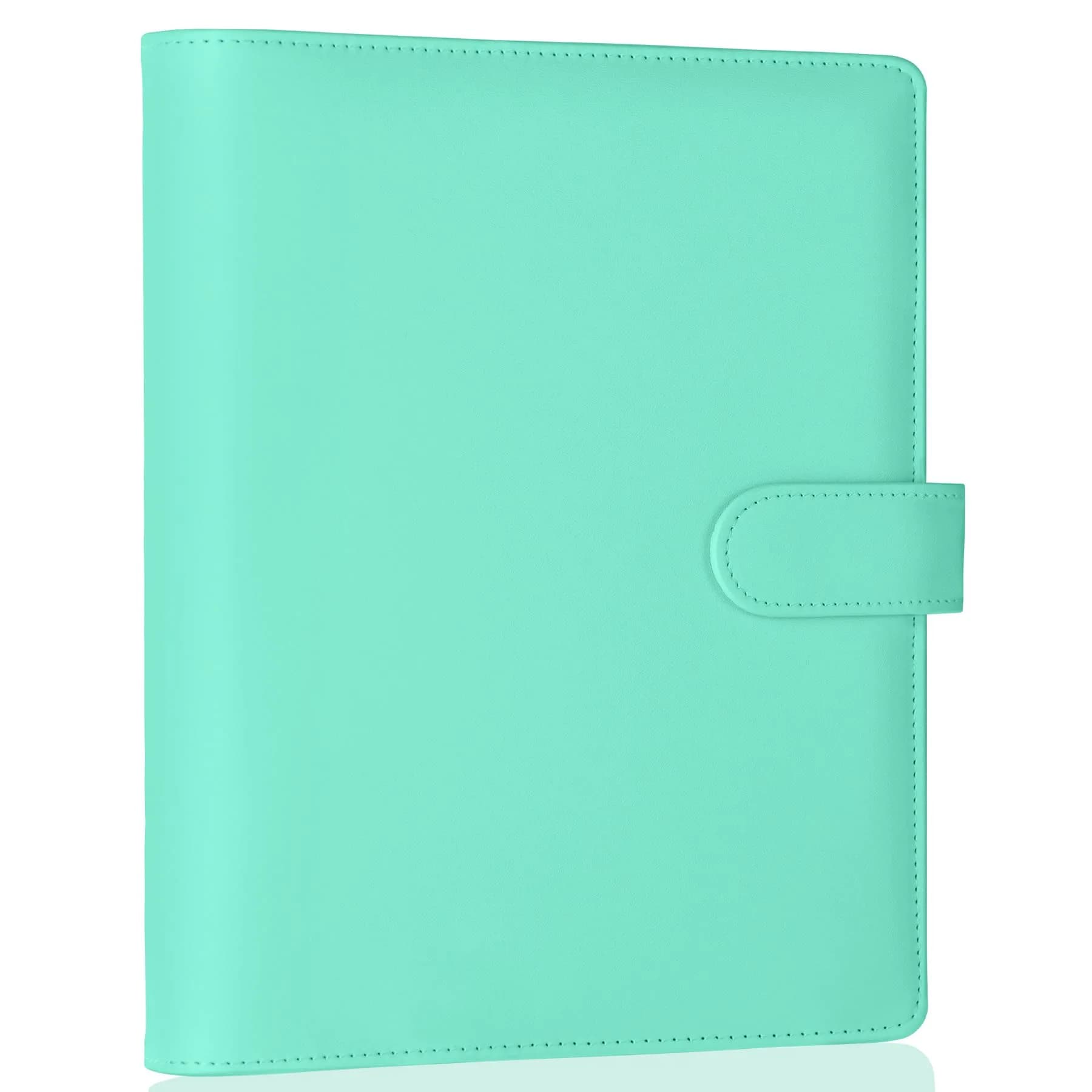 Antner A5 Binder 6 Ring Refillable Budget Planner Cover with Magnetic Buckle, PU Leather Loose Leaf Photocard Holder, Light Green (23.37 cm x 17.53 cm)