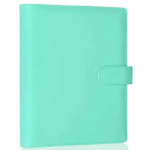 Antner A5 Binder 6 Ring Refillable Budget Planner Cover with Magnetic Buckle, PU Leather Loose Leaf Photocard Holder, Light Green (23.37 cm x 17.53 cm) thumbnail 1