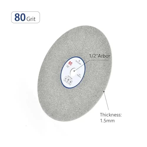 SCOTTCHEN Diamond Flat Lap Wheel 6" (15.24cm) x 1/2" (12.7mm) Arbor 80 Grit Grinding Disc | For Hard Materials & Lapidary thumbnail 2