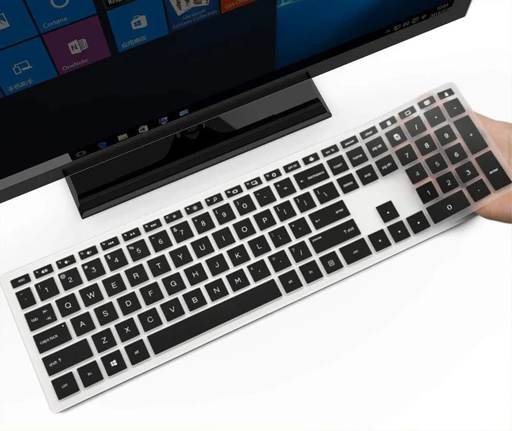 imComor Ombre Blue Silicone Keyboard Cover for HP Pavilion 27/24-inch Laptops | Fits US Layout — Black