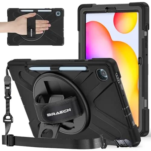 BRAECNstock Rugged Case for Samsung Galaxy Tab S6 Lite 10.4" (2020/2022/2024) with Hand Strap & Stand, 450g thumbnail 1