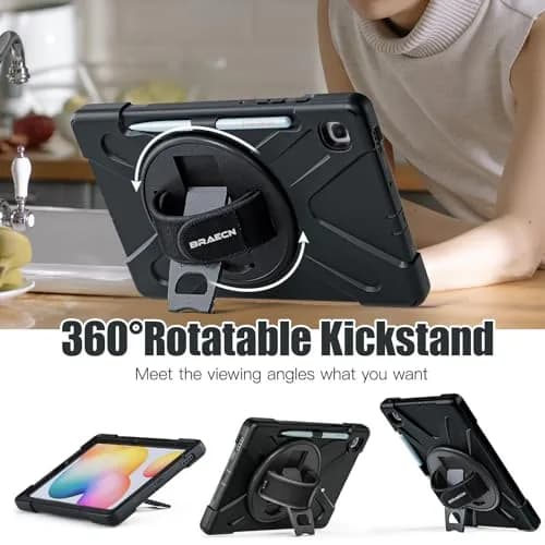 BRAECNstock Rugged Case for Samsung Galaxy Tab S6 Lite 10.4" (2020/2022/2024) with Hand Strap & Stand, 450g thumbnail 5