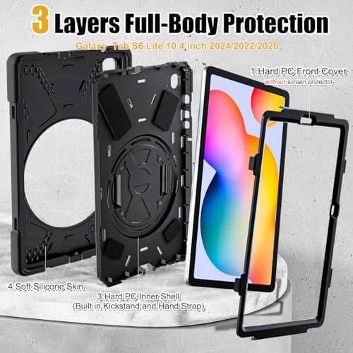 BRAECNstock Rugged Case for Samsung Galaxy Tab S6 Lite 10.4" (2020/2022/2024) with Hand Strap & Stand, 450g thumbnail 7