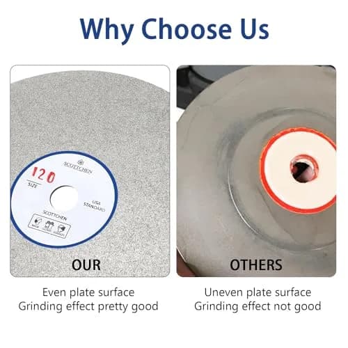 SCOTTCHEN Diamond Flat Lap Wheel 6" (15.24cm) x 1/2" (12.7mm) Arbor 120 Grit Grinding Disc | For Hard Materials & Jewellery thumbnail 4