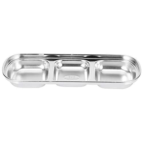 Liineparalle Stainless Steel Sier Sauce Dish 3 Grids | Durable, Safe & Space-Saving thumbnail 1