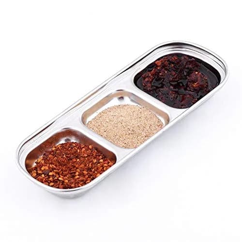 Liineparalle Stainless Steel Sier Sauce Dish 3 Grids | Durable, Safe & Space-Saving thumbnail 5
