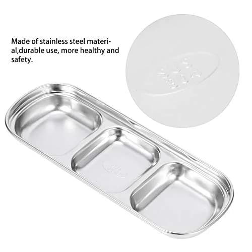 Liineparalle Stainless Steel Sier Sauce Dish 3 Grids | Durable, Safe & Space-Saving thumbnail 6
