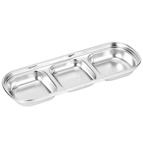 Liineparalle Stainless Steel Sier Sauce Dish 3 Grids | Durable, Safe & Space-Saving thumbnail 8