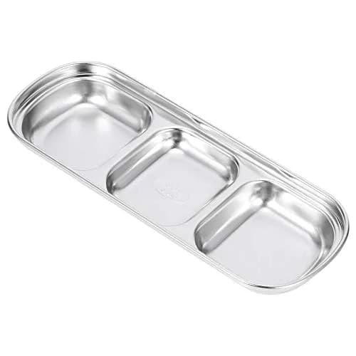 Liineparalle Stainless Steel Sier Sauce Dish 3 Grids | Durable, Safe & Space-Saving thumbnail 9