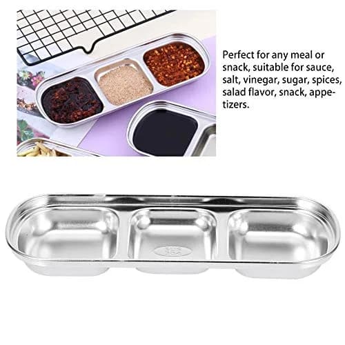 Liineparalle Stainless Steel Sier Sauce Dish 3 Grids | Durable, Safe & Space-Saving thumbnail 3