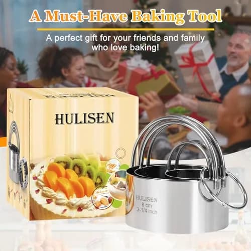 HULISEN Biscuit Cutter Set 3-Pc | Stainless Steel Cookie Cutters with Handle thumbnail 8