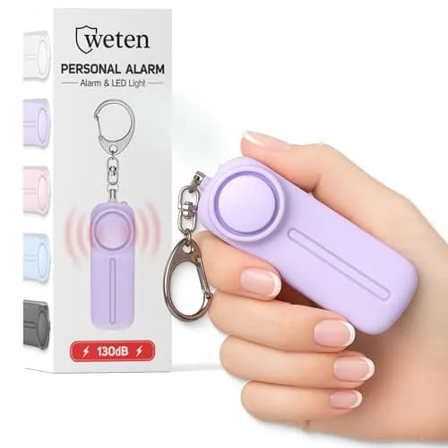 WETEN Personal Safety Alarm Keychain with LED Light & 130dB Siren, 50g (0.11 lb) | Purple thumbnail 1