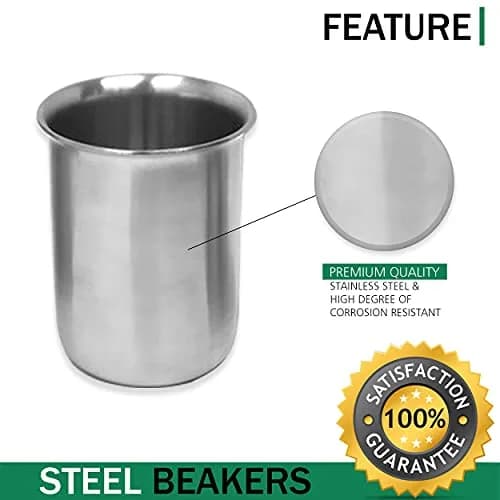 Edu-labs Stainless Steel Lab Beaker with Rim, Low Form, 250ml (8.45 Fl Oz) | Robust & Durable for Lab Applications thumbnail 3