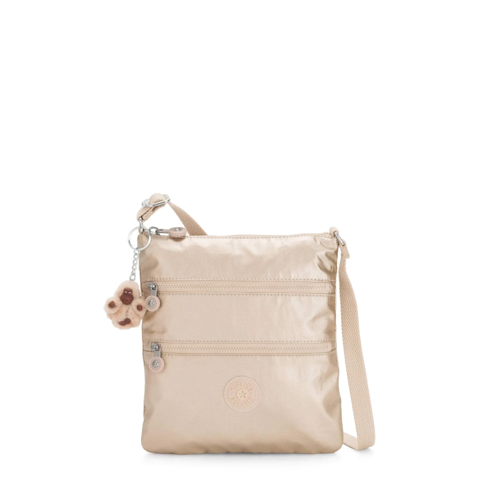 Kipling Keiko Mini Bag Lightweight Crossbody Purse | Adjustable Nylon Shoulder Sling (8"L x 9"H x 1.25"D) — Starry Gold Met / 8''L x 9''H x 1.25''D