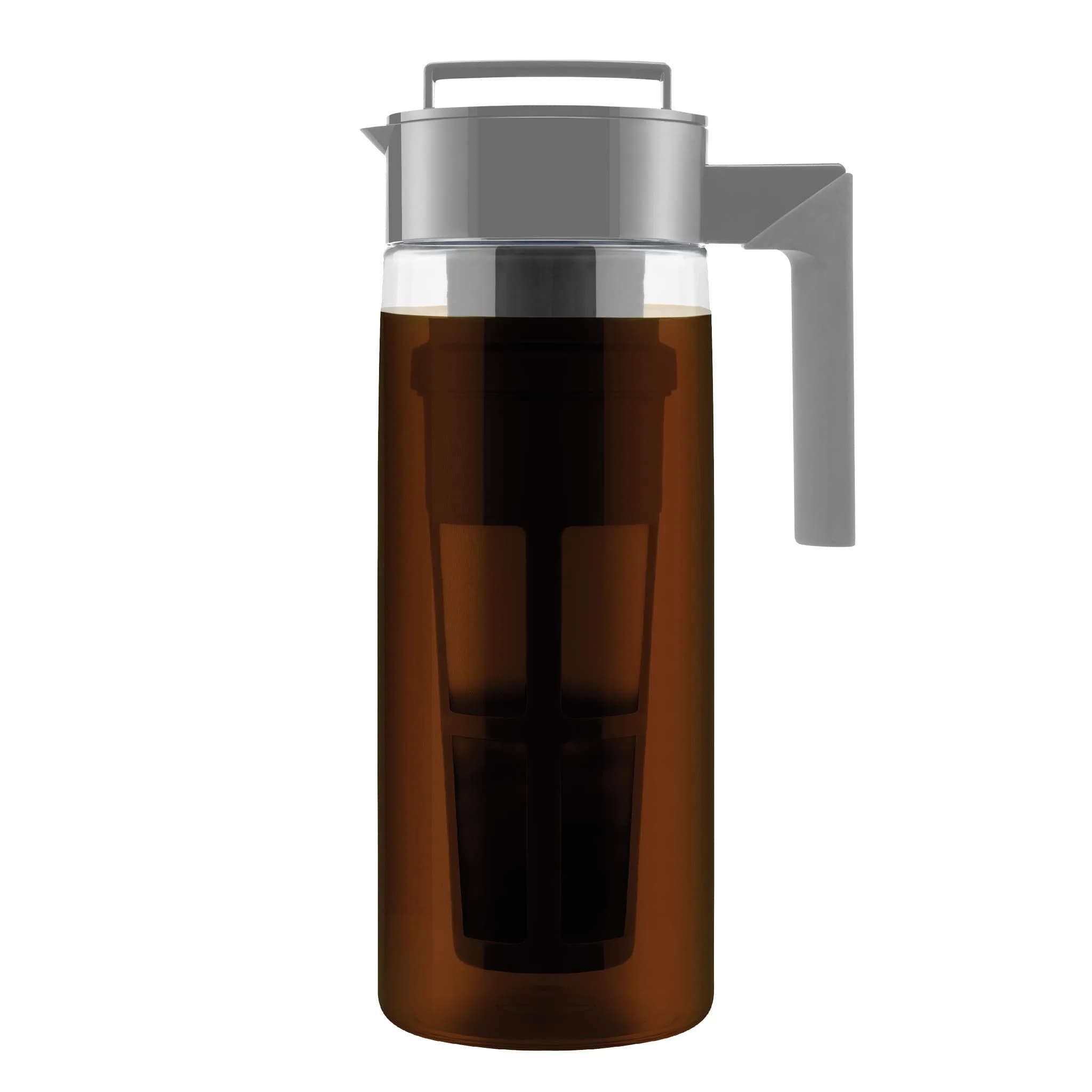 Takeya Deluxe Cold Brew Coffee Maker 1 Quart (946 ml) White | Smooth, Less Acidic Coffee at Home — Stone / 2 qt