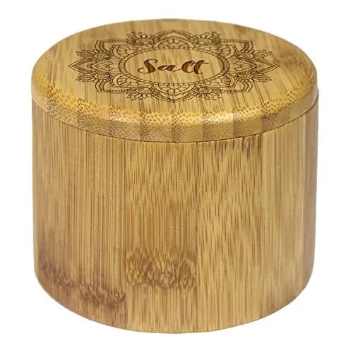 Totally Bamboo Mandala Flower Salt Cellar Bamboo Storage Box with Magnetic Swivel Lid, 6 oz (170 ml) | Keep Spices Handy thumbnail 5