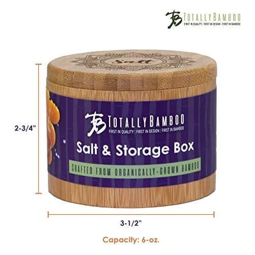 Totally Bamboo Mandala Flower Salt Cellar Bamboo Storage Box with Magnetic Swivel Lid, 6 oz (170 ml) | Keep Spices Handy thumbnail 6