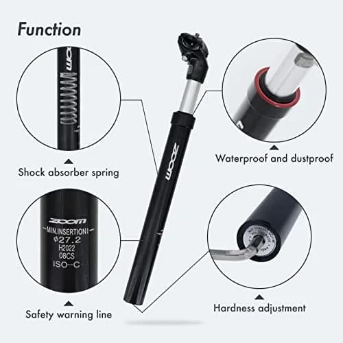 DJC Suspension Seatpost 27.2mm Black Head | Lightweight Aluminum Body with 42mm Travel thumbnail 5