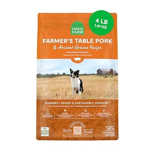 Open Farm Ancient Grains Dry Dog Food, Farmer's Table Pork Kibble, 1.81kg (4lb) | Grain-Inclusive, Sensitive Stomach Support thumbnail 1