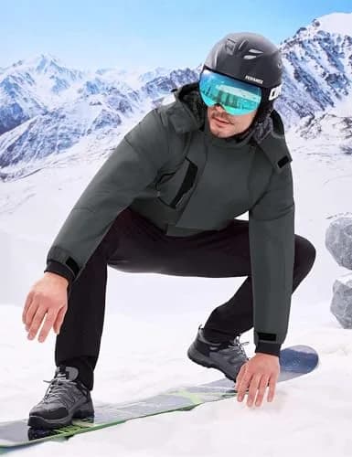WULFUL Men's Waterproof Ski Jacket Warm Winter Coats Windproof with Hood | Fleece Lined, Relaxed Fit, Water & Windproof thumbnail 3