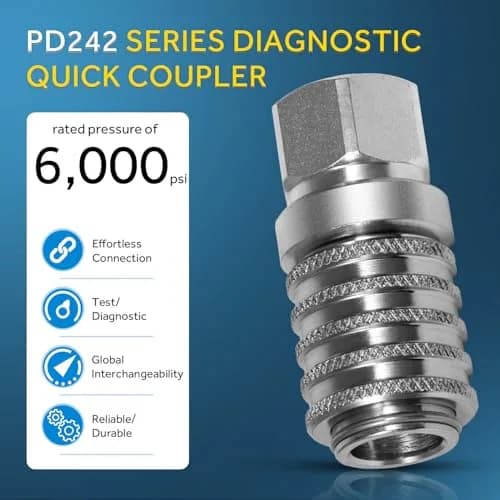 Yoursme PD242 Series Steel Test Port Quick Coupler | 1/8" Body, 1/4"-18 NPTF Thread, 6000 PSI thumbnail 6