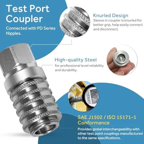 Yoursme PD242 Series Steel Test Port Quick Coupler | 1/8" Body, 1/4"-18 NPTF Thread, 6000 PSI thumbnail 8