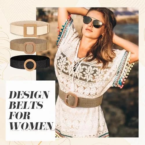 Syhood Woven Belt Dress, Fit Waist Size Below 31'' | Bohemian Elastic Waist Belt for Women thumbnail 5