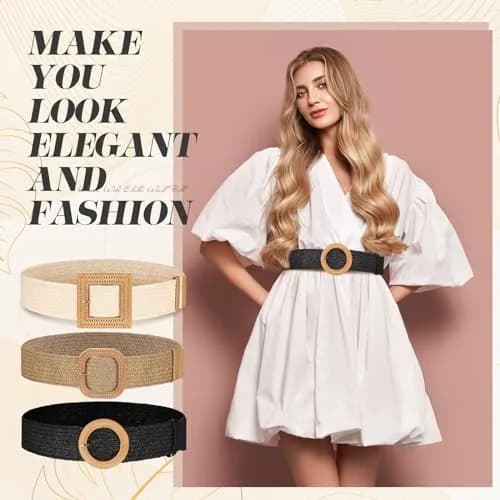 Syhood Woven Belt Dress, Fit Waist Size Below 31'' | Bohemian Elastic Waist Belt for Women thumbnail 4