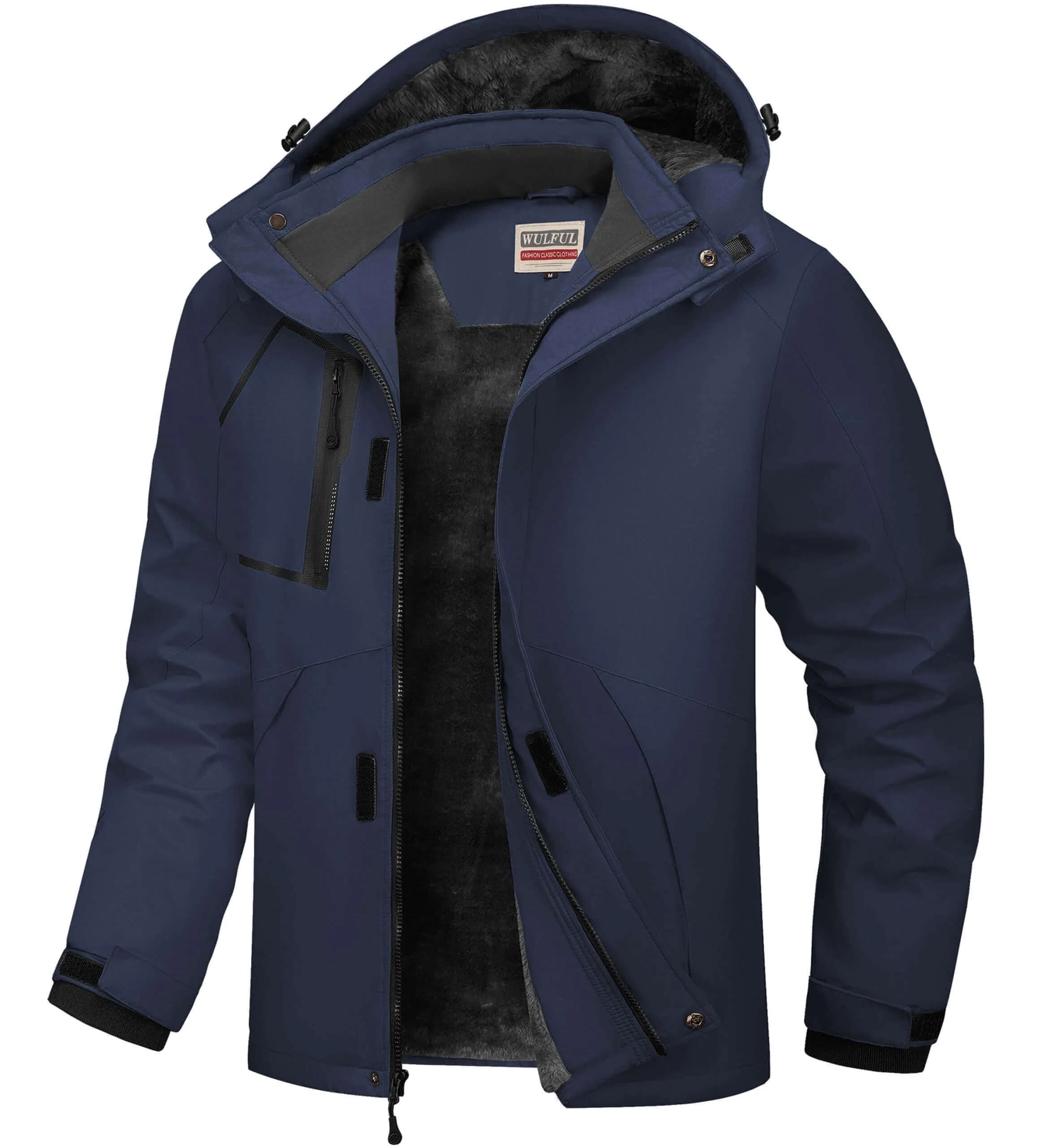 WULFUL Men's Waterproof Ski Jacket Warm Winter Coats Windproof with Hood | Fleece Lined, Relaxed Fit, Water & Wind Resistant - main product image