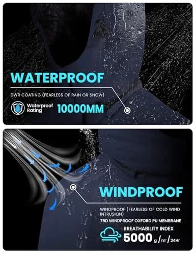 WULFUL Men's Waterproof Ski Jacket Warm Winter Coats Windproof with Hood | Fleece Lined, Relaxed Fit, Water & Wind Resistant thumbnail 4