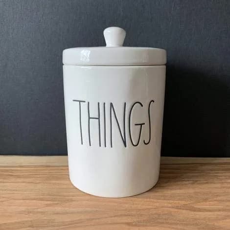 Rae Dunn THINGS Holder - Ceramic - White | Canister for Kitchen & Decor thumbnail 2