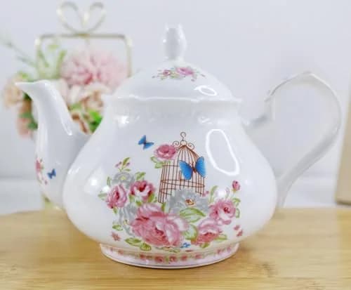 Eplze Pink Rose Ceramic Teapot 900ml (31oz) | Elegant European Style for Tea & Coffee thumbnail 4
