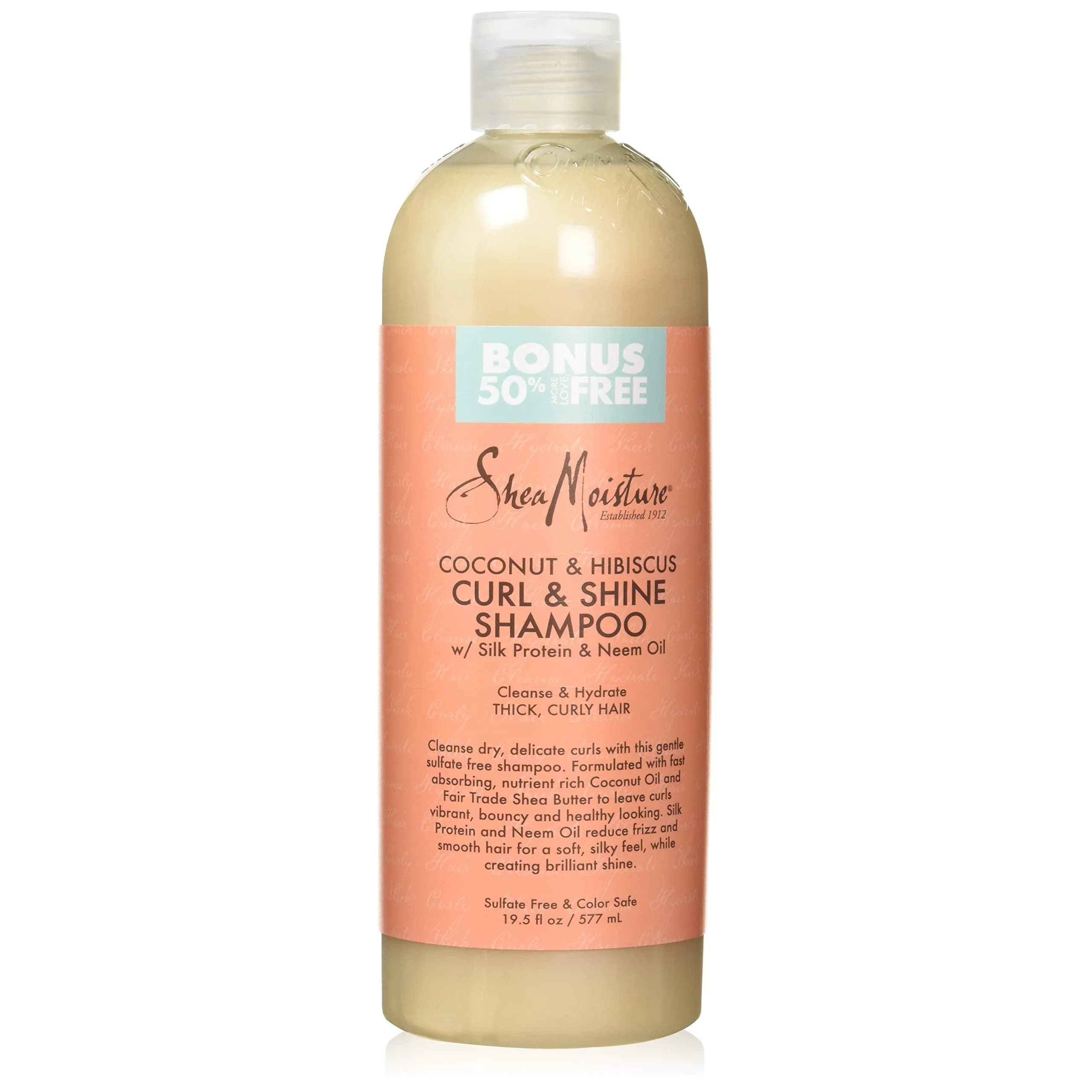 SheaMoisture Coconut & Hibiscus Curl & Shine Shampoo 591ml (19.5 fl oz) | Hydrates and Restores Shine - main product image