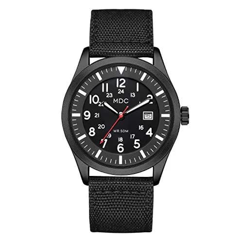 Infantry Mens Military Field Watch 40mm (1.57 inches) | Easy Read Large Face, Black Nylon Band thumbnail 1
