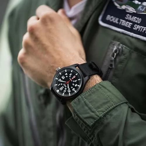 Infantry Mens Military Field Watch 40mm (1.57 inches) | Easy Read Large Face, Black Nylon Band thumbnail 2
