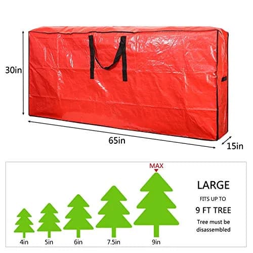 Sattiyrch Red Christmas Tree Storage Bag | Fits Up to 9 ft Disassembled Trees | 156 cm (61.4 in) Length thumbnail 4