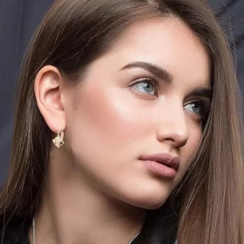 EVEVIC Austrian Crystal Cube Drop Leverback Earrings for Women | 2.29cm (0.9") x 1.52cm (0.6") Champagne Crystal thumbnail 7