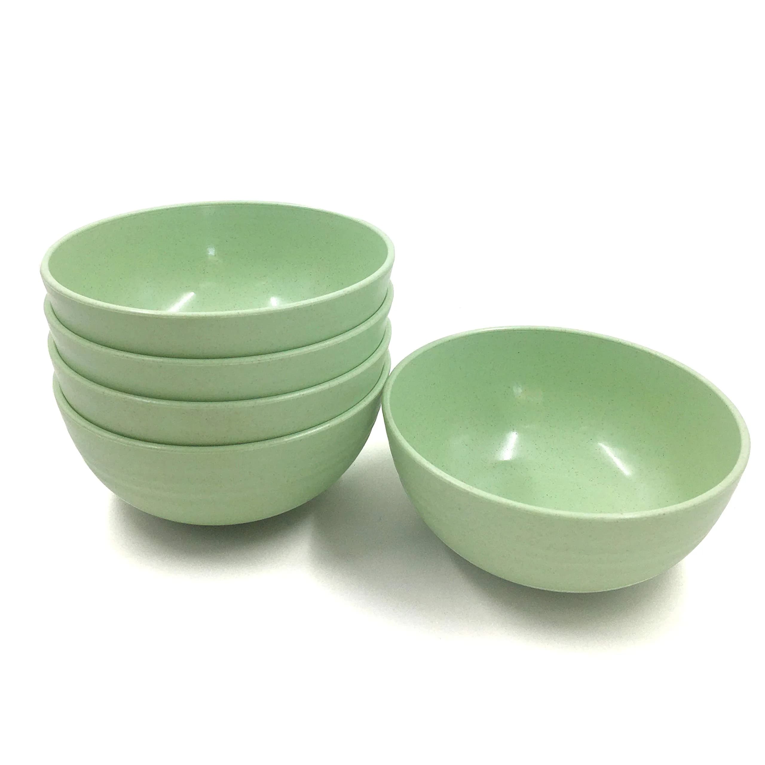 Asrnten Cereal & Soup Bowls Set of 5 | Unbreakable Wheat Straw, 5.3Inch, Dishwasher Safe (Green) - main product image