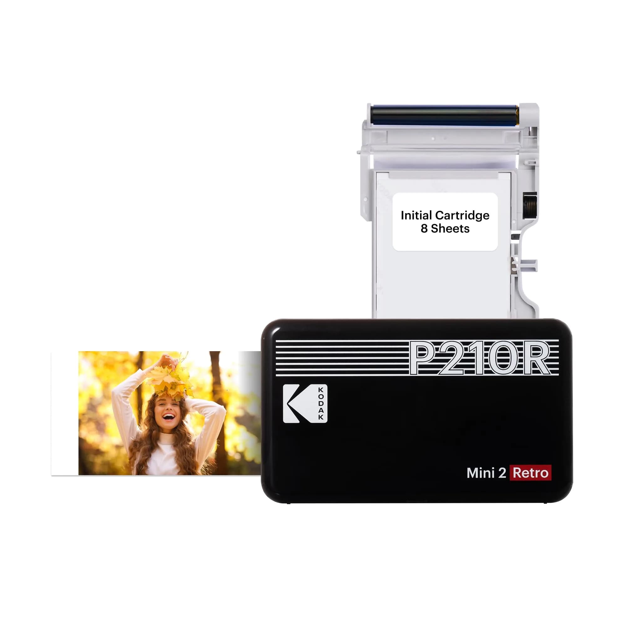 KODAK Mini 2 Retro Portable Photo Printer - Black, Includes 8 Photo Sheets