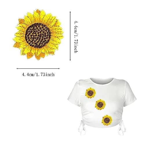 KuuGuu Fabric Applique Patch 20 pcs | Sunflower Embroidery Flowers for Clothes & DIY thumbnail 2