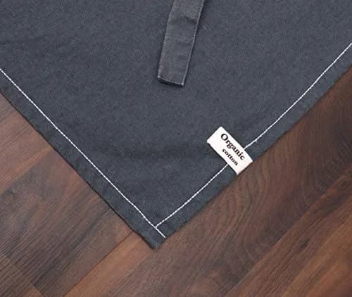 AMOUR INFINI Cotton Solid Apron with Pocket & Adjustable Strap - 72x81cm (27.5x33 Inches) | Washed Gray Chef Apron thumbnail 4