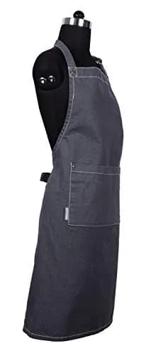 AMOUR INFINI Cotton Solid Apron with Pocket & Adjustable Strap - 72x81cm (27.5x33 Inches) | Washed Gray Chef Apron thumbnail 5